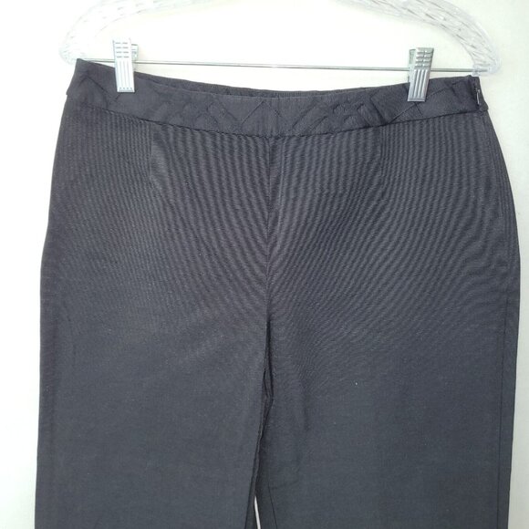 Peck & Peck Capri Pant Womens 8 Black Solid Textured Minimalist Capsule Side Zip - Picture 2 of 9